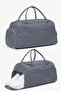Gray Crinkle Fabric Shoes Compartment 0818 Waterproof Shoulder Strap Sports and Travel Bag with Front Pocket - 5