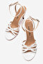 Women's White Patent Leather Open Cage Toe Design Thin Heeled B Piped Shoes Cage - 5