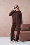 Women's Crew Neck Low Sleeve Sweater Pants Two-Piece Knitwear Set - 6