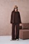 Women's Crew Neck Low Sleeve Sweater Pants Two-Piece Knitwear Set - 4