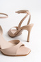 Lara Women's Square Toe Heeled Strappy Daily Sandals Beige Satin - 4
