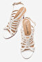 Women's White Patent Leather Open Cage Toe Design Thin Heeled B Piped Shoes Elo - 5