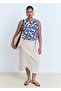 Patterned Linen Blend Blouse - 8