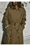 Velvet Collar Double-Breasted Trench Coat - 6