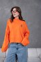 Women's Mock Neck Oversized Embroidered Knitwear Sweater