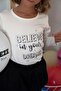 Girl's Long Sleeve T-Shirt with Stony Text Printed, Age 5-10, Ecru - 2