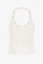 Bird's Eye Detailed Halter Neck Tank Top Ecru - 2