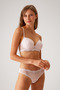 Women's Powder 4795 Madrid Lace Detailed Non-Supportive Bra Set with Traceless Design