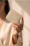 Women's Mini Cream Croco Patterned Shiny Card Holder - Elegant and Stylish Ecru Women's Wallet (10X8 cm)