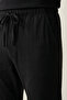 100% Cotton Compact Combed Single Jersey Tok Fabric Men's 2-Piece Pajama Set Black Comfortable Fit Long Sleeve Piping Pockets Drawstring Anti-Sweat Breathable Bottom and Top - 6