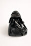 Black Leather Women's Shoulder Bag with Chain Detail - Timeless Elegance - 3