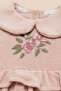 Seasonal Velvet Rose Embroidered Baby Collar Dress - 2