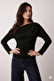 New Product Drape/Ruching Detail Flowy Neckline Knitted Crepe Fabric Long Sleeve Blouse 0031 - 2