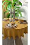 Aura Liquid-Proof Mustard Yellow Ruffled Round Tablecloth - 5