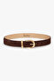 Alessia Gold Buckle Suede Belt (Dark Brown) - 3
