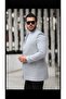 Slim Fit Italian Cut Cashmere Coat Light Gray Long Stand Collar Jacket Coat Slim Fit New Season - 3