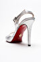 Women's Thin Band Back Helmet Heeled Shoes Livora Silver Sultan - 2