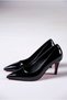 Black Patent Leather Women's Thin Heeled Shoes Stiletto Demure