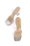 Silver Wrinkled Transparent Women's Transparent Heeled Shoes - 6