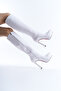 Women's Designer Platform High Heeled Boots Carcie White Patent Leather - 2