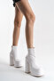 Women's Zippered High Platform Boots Ecosi White Patent Leather - 3