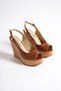 Cork Tan Leather Wedge Heels Women's Shoes Kayla