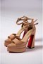 Nude Patent Leather Double Platform Special Design Women's Shoes Otto