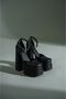 Black Skin Double Platform Design Women's Shoes Figoc