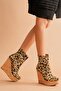 Daina Leopard - Women's Boots with Cork Wedge Heels - 7