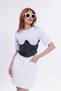 DAME Women's Denim Corset Detail Jersey T-shirt - 4