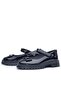Black Patent Leather Thick Soled Velcro Girls' Ballerinas - 6
