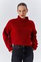 6883 Women's Ruffle Detail Crop Knit Sweater Red - 5