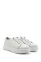 Women's White Rubber Laced Comfort Genuine Leather Sneaker - 3