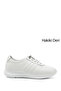 Women's White Lace-Up Padded Sole Genuine Leather Sneakers