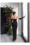 Strapless Long Dress with Lace Hem - 5