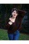 Women's Knitwear Sweater Front Back V-Neck Balloon Sleeve Thin Mercerized Knitwear Knitted Loose Sweater - 5
