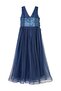 Stone-Studded Feathered Evening Dress for 6-14 Years Old - Blue 12-13 Years Old - 4