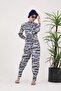 Blue Pattern Design Hijab Parachute Fabric Jumpsuit Swimsuit - 2