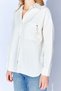 White Brooch Detailed Oversized Single Pocket Gabardine Shirt |   Ek10008174 - 5