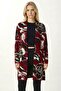 Women's Floral Patterned Tok Textured, Soft Long Knit Cardigan - 5