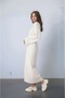 Women's Long Sleeve Crew Neck Textured Belted Knitwear Suitable for Hijab Sporty Stylish Maxi Length Long Dress - 3