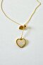 Gold Color White Stone Heart Necklace 316L Stainless Steel Anti-Allergic 57 cm - 3
