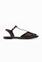 Women's Brown Sandals Flat Sole Closed Toe Ankle Strap Casual Shoes Livena - 2