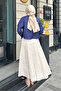 Three Button Drawstring Shirt - Navy Blue - 8