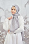 شال منقوش بنمط مونوغرام سلسلة 3042-رمادي - 3