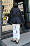 Fur Collar Poncho - Black - 7