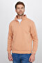 Unisex Relax Fit Comfortable Cut Cotton Fleece Lined Half Zipper Crew Neck Sweatshirt - 4