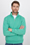 Unisex relax fit comfortable cut cotton fleece lined half zip green high neck sweatshirt - 4