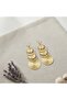 Gold Textured Plate Design Choker Necklace and Earring Set - 3
