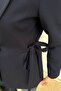 Mono Collar Single Button Two Side Lace-Up Detail Jacket - 5